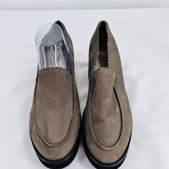 Eileen Fisher Women's Harria Platform Loafer Size 11 In Grey Scalloped Trim - Picture 2 of 14